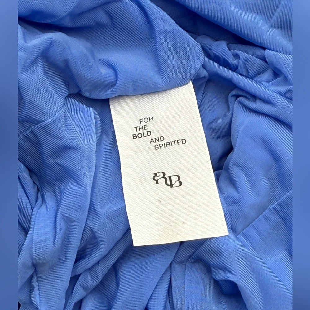 🆕 RAT & BOA 🧿 NWOT Antonie Blue Draped Maxi Dress with Leather Belt, Sz XXS/XS